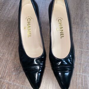 Chanel Black Patent Leather Heels